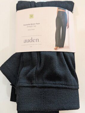 Auden Pointelle Boxer Pant Strait Leg Snap Detail Black New!